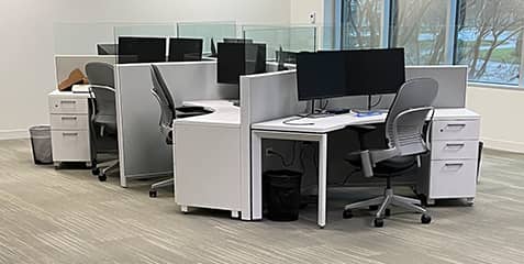 Office with multiple cubicles,